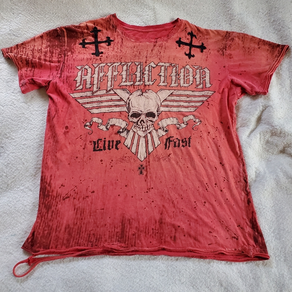 Affliction Los Angeles Live Fast Distressed T-Shirt, Sz L